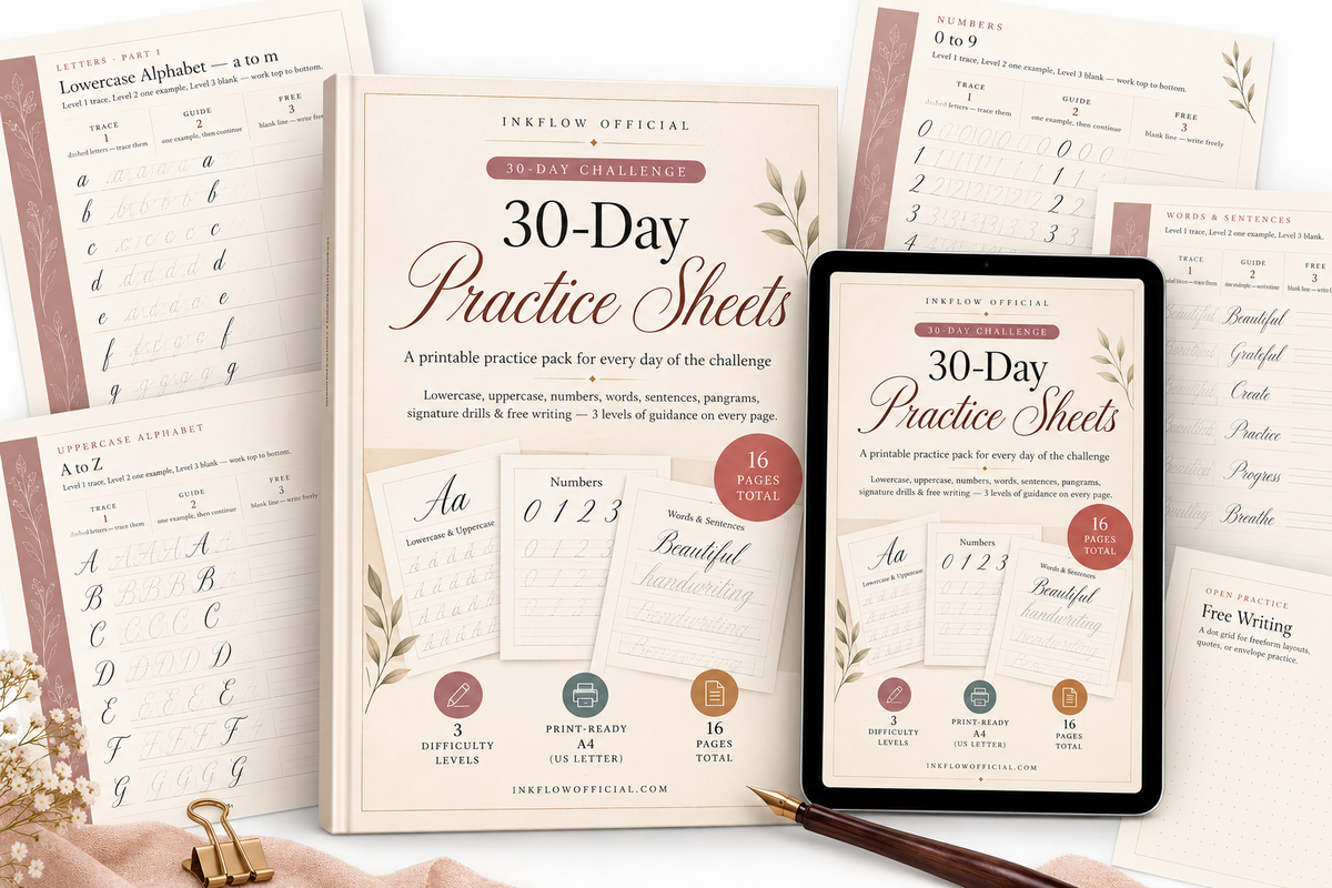 30-Day Calligraphy Practice Sheets PDF | Inkflow